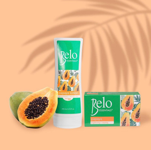 Belo Essentials Papaya - Brightening + Clearing Soap with Natural Papaya Enzymes, 135 grams