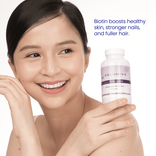 Relumins Thio-Glow Chewable Sublingual Glutathione Complex with Biotin, VIT C & E, Plus Grapeseed Polyphemols – 330mg Gluta Per Serving – 4X Effective Than Liposomal