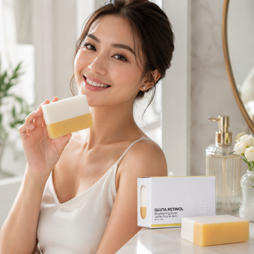 Gluta Retinol Soap Bar 135g – Glutathione, Retinyl Linoleate, Tea Tree, Turmeric & Centella Asiatica for Skin Renewal, Brightening, Hydration, Cold Process Gentle Cleansing