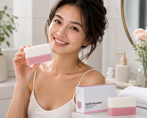 Gluta Collagen Placenta Soap Bar 135g – Hydrolyzed Collagen, Wheat Placenta, Glutathione & Kojic Acid for Skin Hydration, Brightening, and Elasticity – Cold Process Gentle Soap