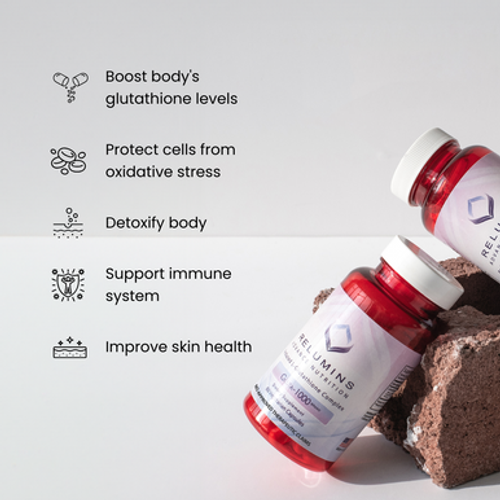 Authentic Relumins Meso Revitalizing Holiday Gift Set - Intense Glow Meso Dark Spot Serum, Serum Applicator, and Gluta 1000 - Reduced L-Glutathione Complex - 2x More Effective Than Jarrow at Raising Serum Glutathione