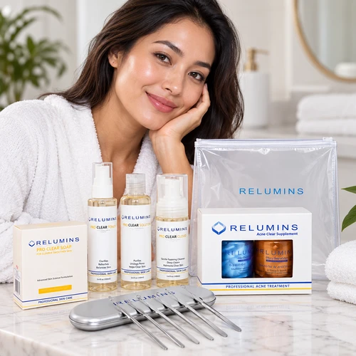 Relumins Pro Clear Complete Set - with all the products you need for clear skin!!!! Plus FREE Travel Bag!