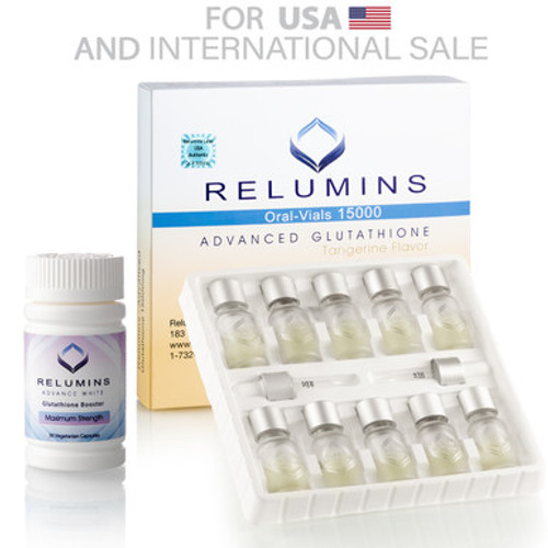 New Relumins Glutathione Vials - New Advanced Formula 15000mg  - Professional Grade Skin Whitening PLUS Gluta Booster