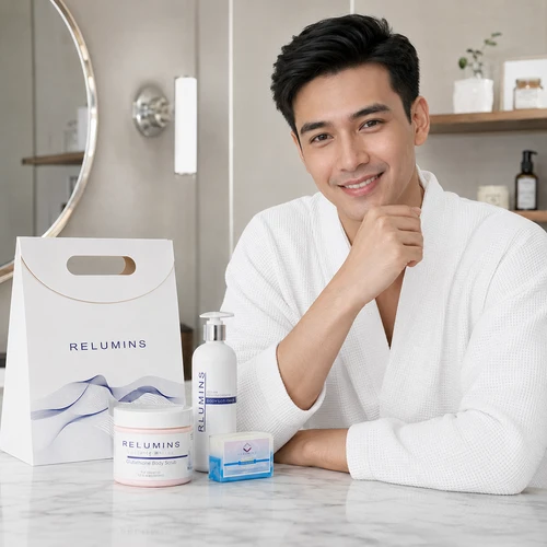 Authentic Relumins Advance Polish and Glow Set - Premium Whitening Scrub 400ML, TA Stem Soap & All In One Day Lotion + Gift Box! 