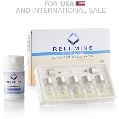 5 Sets of Authentic Relumins Glutathione Vials - New Advanced Formula 7500mg  - Professional Grade Skin Whitening  - with Gluta Boosters