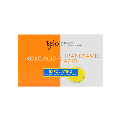 NEW Belo Intensive Kojic & Tranexamic Acid Whitening and Exfoliating Soap - 65g - With Lemon Scrubs