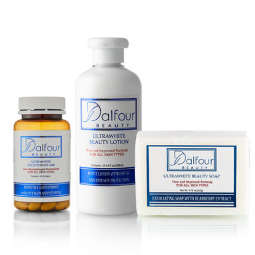 Dalfour Beauty Glutathione Ultrawhite Set - Glutathione Capsules, Body Lotion & Soap