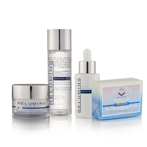 Authentic Relumins Advance White Facial Set MAX - TA Stem Cell Premium Day Cream, Intensive Repair Toner, Soap, and Serum