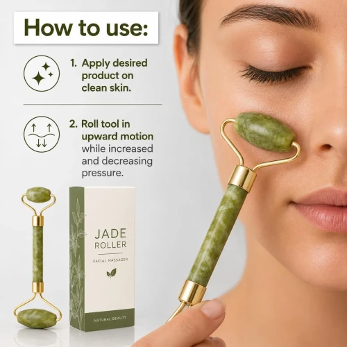 NEW! Authentic Jade Stone Facial Roller - 100% All Natural Skin Therapy