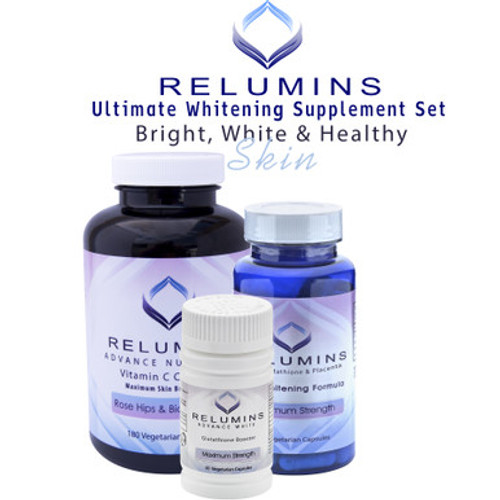 Relumins Advanced White Oral Glutathione, Vitamin C MAX & Booster Capsules - Ultimate Whitening Set - NEW AND IMPROVED now with Rose Hips