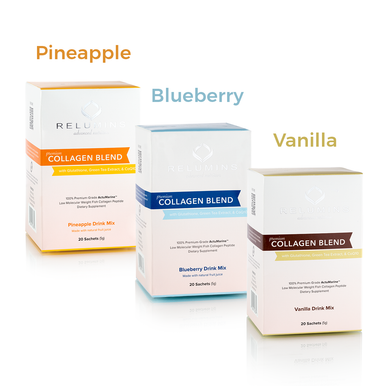 Relumins Premium Collagen Blend 10 Sachets - 100% Premium-Grade ActuMarine Collagen with Glutathione, Green Tea Extract & CoQ10! SALE 20% More Free!!