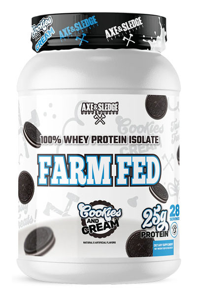 Jar of Axe & Sledge Farm Fed 100% Whey Protein Isolate