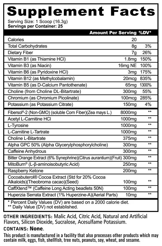 Burn Max by Panda Supplements - Pink Lemonade - Supplement Facts