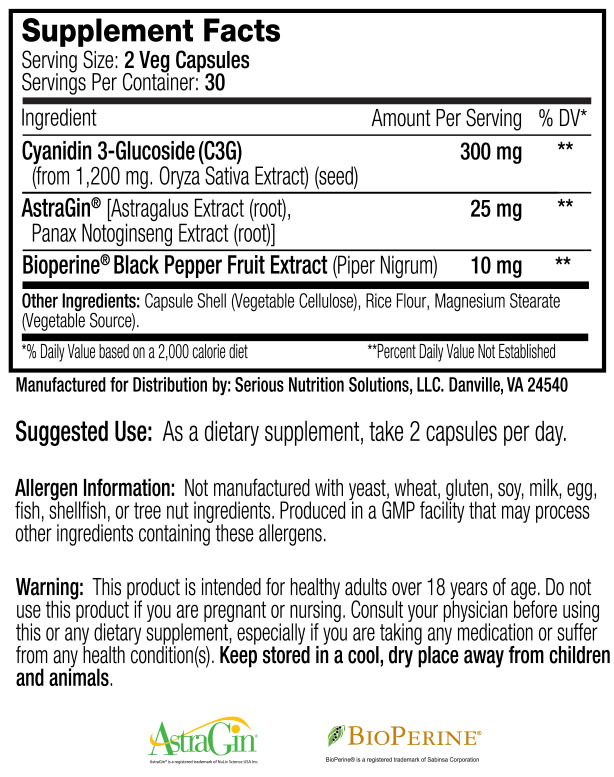 C3G XT by SNS - Supplement Facts