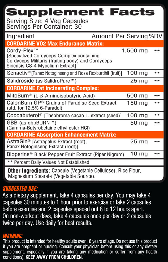 Cordarine by CEL - Supplement Facts