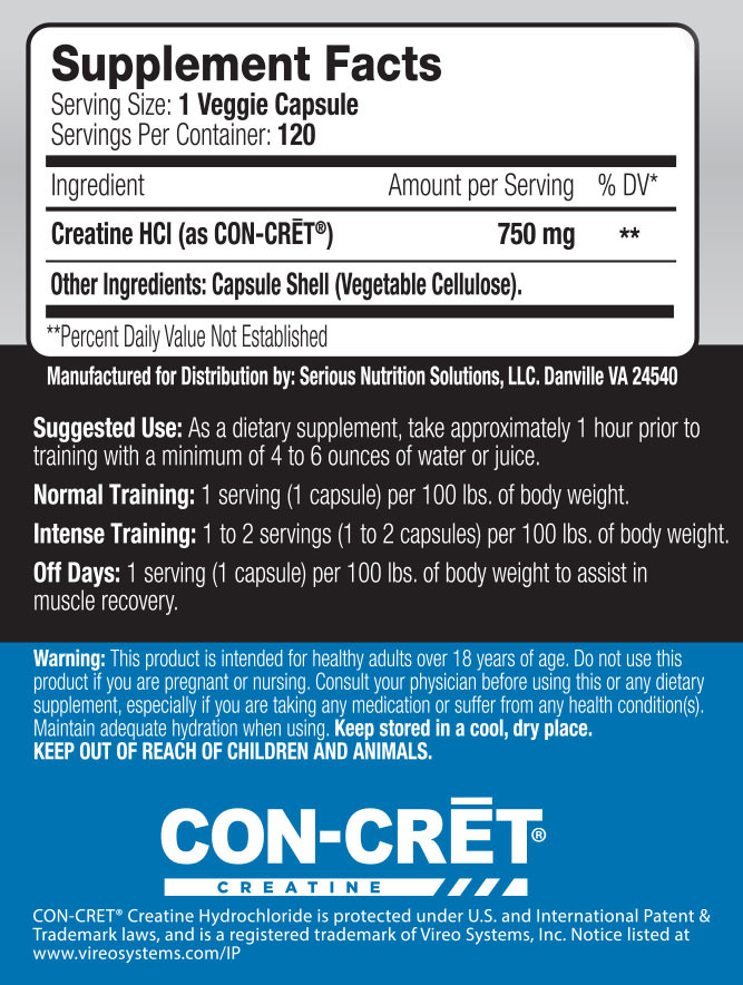 Creatine HCl by SNS - Supplement Facts