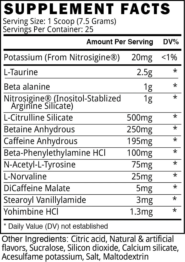 Dust Reloaded by Blackstone Labs - Supplement Facts