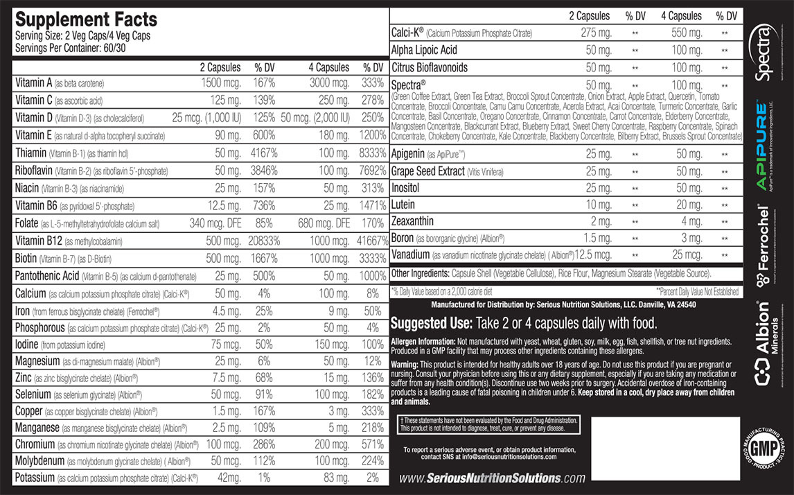 Multi XT by SNS - Supplement Facts