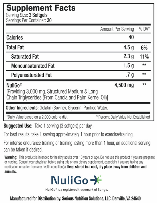 Nuglio XT by SNS - Supplement Facts