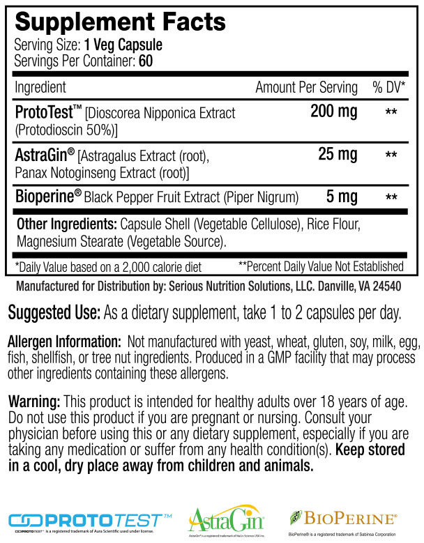 ProtoTest XT by SNS - Supplement Facts