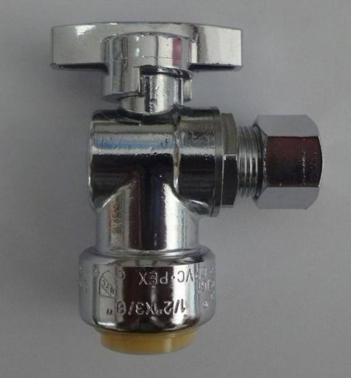 Probite Lf953a 1 2 X 3 8 Od Chrome Plated 1 4 Turn Push Connect Angle Stop Valve