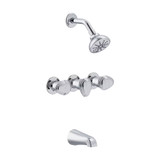 Gerber 58-520 Hardwater Three Handle Sliding Sleeve Escutcheon Tub & Shower Fitting with IPS/Sweat Connections & Threaded Spout.