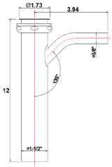 Matco-Norca DWT071203RB22 Dishwasher Tailpiece 1-1/2” x 12” x 1/2” Rough Brass 22 Gauge.