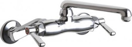 Chicago Faucets 445-E1ABCP Wall-Mounted Manual Sink Faucet with Adjustable Centers