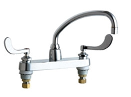 Chicago Faucets 1100-L9-317ABCP Deck-Mounted Manual Sink Faucet with 8" Centers