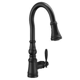 Moen S73004EV2BL Weymouth Motion Smart Kitchen Faucet One Handle High Arc Pulldown - Matte Black