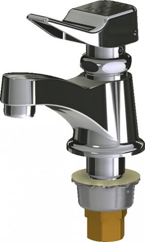 Chicago Faucets 333-336HOTABCP Deck-Mounted Metering Sink Faucet, Single-Hole, Single-Supply