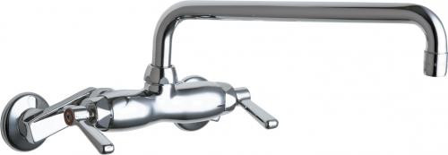 Chicago Faucets 445-L12ABCP Wall-Mounted Manual Sink Faucet with Adjustable Centers