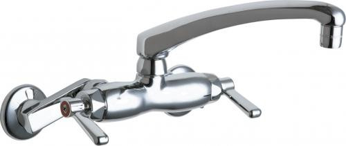 Chicago Faucets 445-L8ABCP Wall-Mounted Manual Sink Faucet with Adjustable Centers