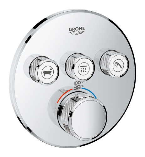 Grohe 29138000 Grohtherm SmartControl Triple Function Thermostatic Trim with Control Module