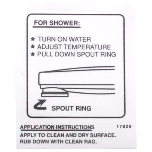 Delta RP17829 Decal - Tub Spout - Pull-Down Diverter