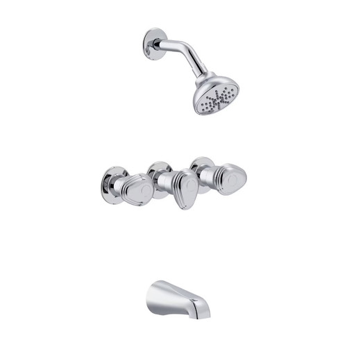 Gerber 58-510-81, G005851081 Gerber Hardwater Three Handle Threaded Escutcheon Tub & Shower Fitting with Sweat C