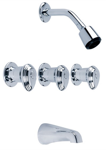 Gerber 58-510, G0058510 Gerber Hard water Three Handle Threaded Escutcheon Tub & Shower Fitting with Sweat Conn