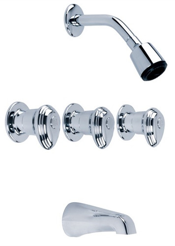 Gerber 58-500, G0058500 Gerber Hardwater Three Handle Threaded Escutcheon Tub & Shower Fitting with IPS/Sweat