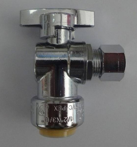 Probite Lf944A 1/2" X 1/4" Od Chrome Plated 1/4 Turn "push Connect" Angle Stop Valve