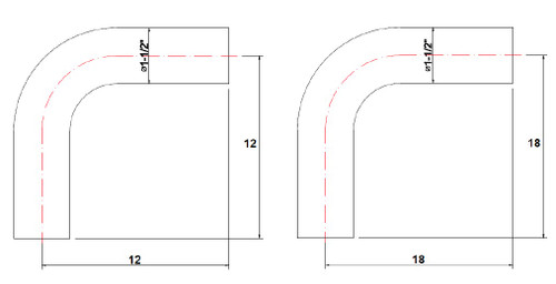 Matco-Norca PB071818RB17 Plain Bend 1-1/2” x 18” x 18” Rough Brass 17 Gauge.