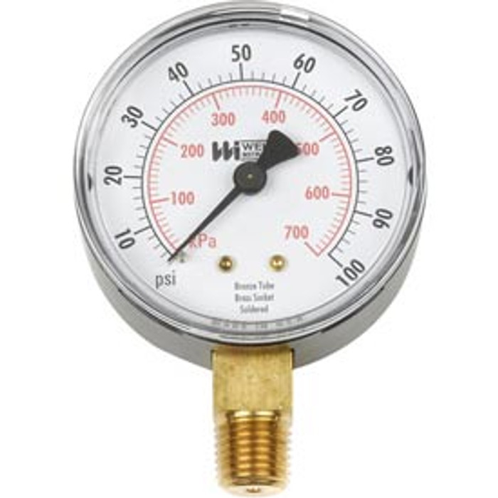 Weiss Instruments Trade Line Tl25-100-4l 1/4 Male 0-100 Psi 2.5 Round  Pressure Gauge