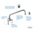 Krowne 21-139L Royal Series Add-on Faucet with 12" Spout for Pre-Rinse