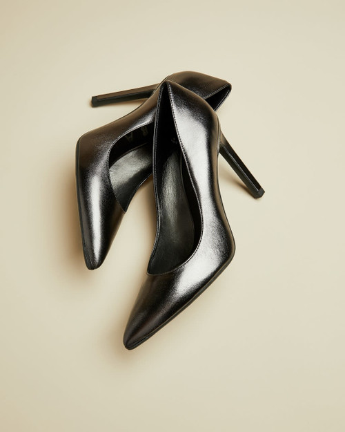 Metallic Leather High Heel Courts