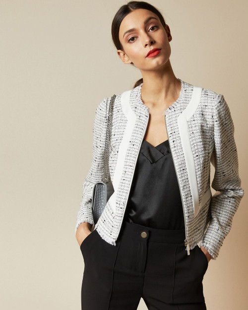Stripe Panel Cropped Jacket