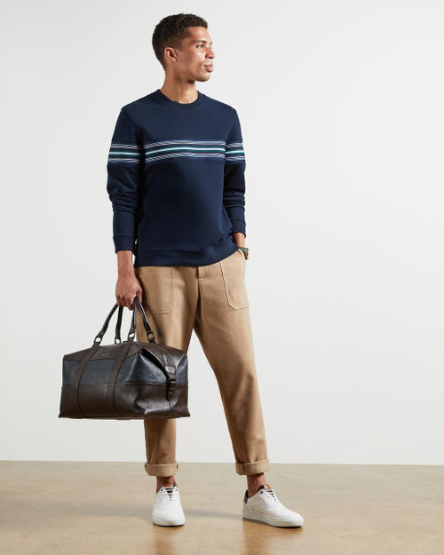 Cotton Blend Striped Sweatshirt