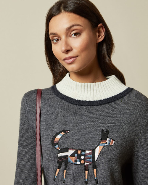Wool Dog Motif Jumper