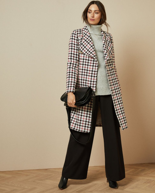 Houndstooth Wrap Coat