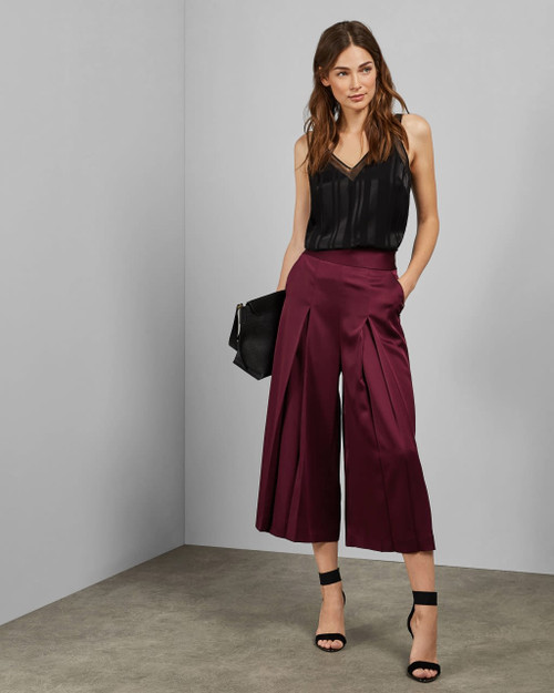 Satin Pleated Front Culottes