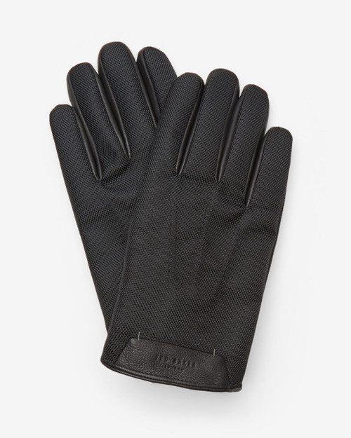 Textured Leather-trim Gloves