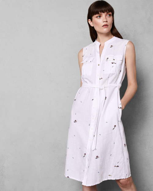 Embroidered Swimmers Shirt Dress